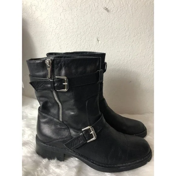 Aquatalia Womens Moto Ankle Boots Size 9.5 Black - Picture 5 of 10